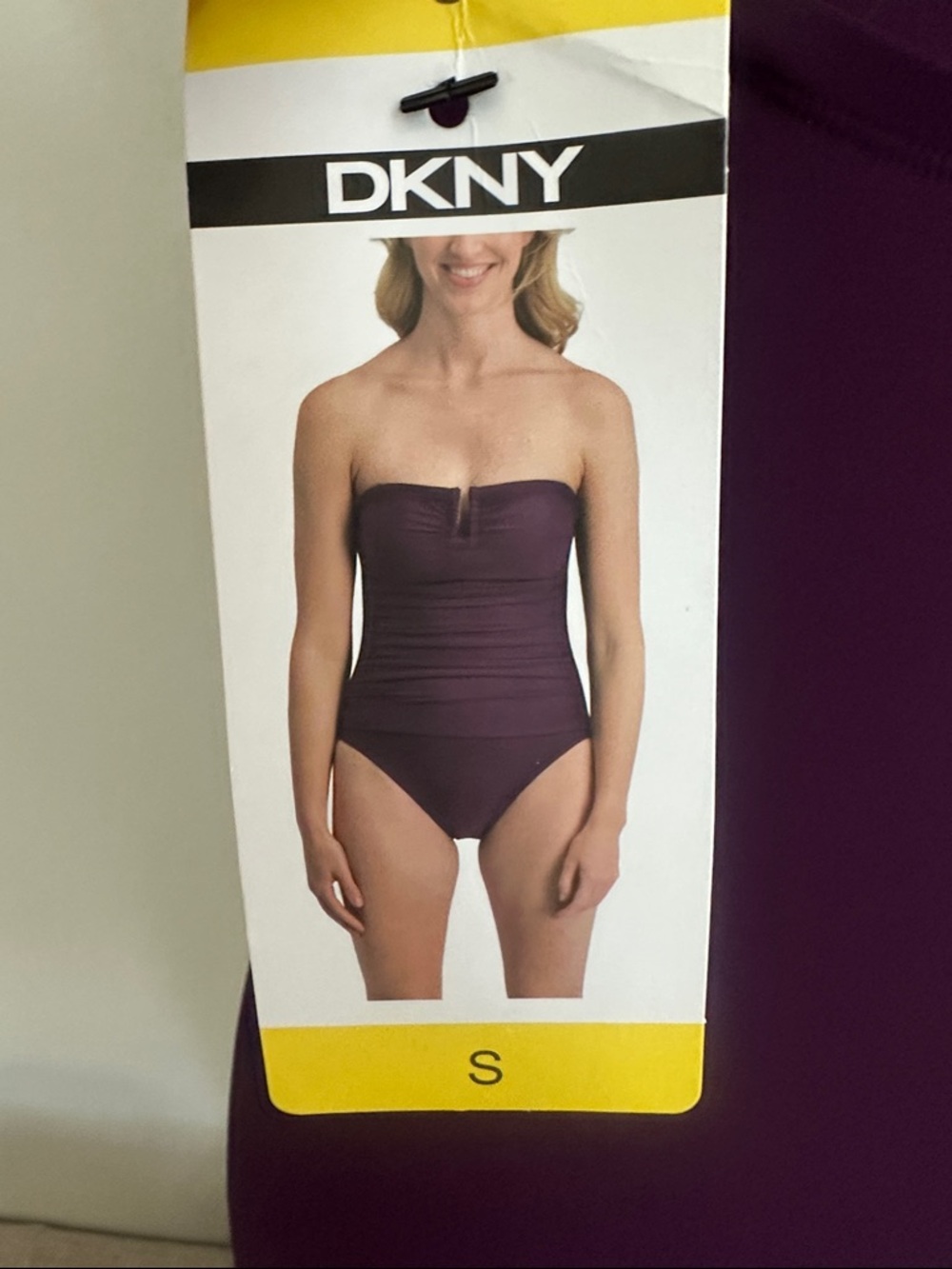 NWT DKNY Purple Ruched One-Piece Swimsuit Size Small,Large - Picture 3 of 8